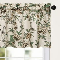 Flower Botanical Kitchen Valance, Prevent Glare Decorative Solid Window Treatment for Farmhouse, Cafe, Office, Rod Pocket, W52 x L18 Inches