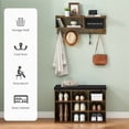 thumbnail image 4 of Hall Tree Shoe Bench Industrial 6 in 1 Coat/Shoe Rack with 5 Hooks, 12 Storage Cubbies with Bookshelf and Small Blackboard, for Entryway, Hallway, Living Room, 4 of 9