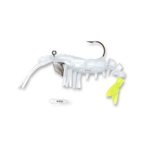 Egret Baits Vudu Rattle Shrimp 3.25" Softbait, 1/4oz, White Chartreuse, 2 Count