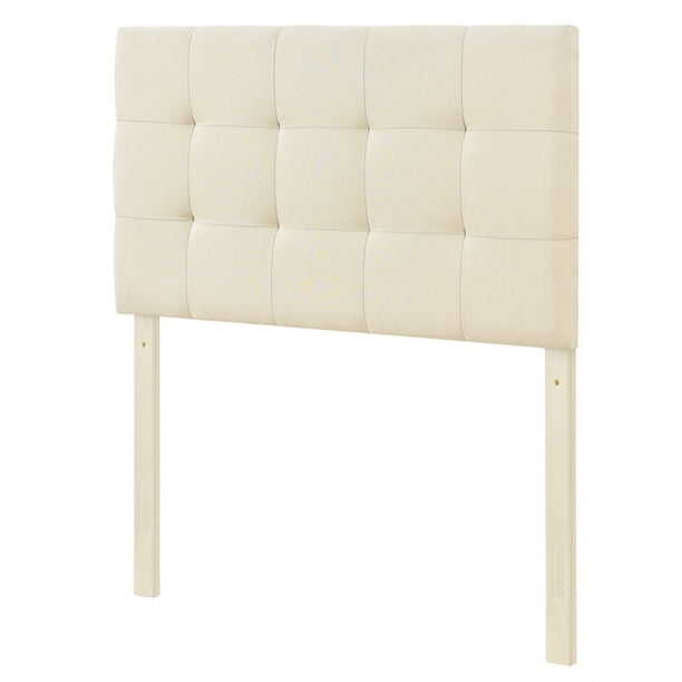 Grid Tufted Modern Upholstered Twin Headboard in Beige