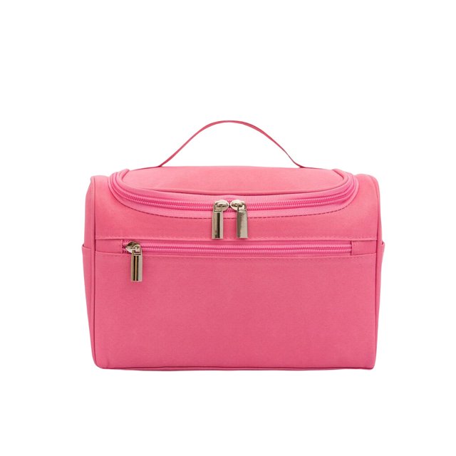 Makeup Bag Handle Net Wear Top Net Resistance Cosmetic Bags Square Zipper Foldable Lightweight Toiletry Case Concealer Pink