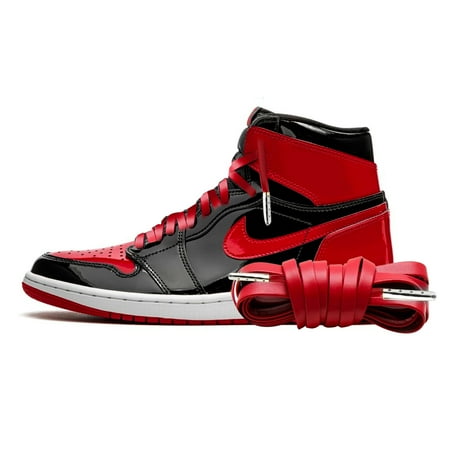 

Proof Culture | Compatible with Jordan 1-8 Laces | Premium Leather Flat Red Silver Tip Shoe Laces Replacement for Jordan Laces and Air Force Laces - Black 63 inches - (160 cm)