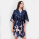 thumbnail image 2 of Fashionable Nightgown Artificial Silk V Collar Nightdress Adjustable Belt Sexy Robes Sleepwear For Ladies (Size L Navy Blue), 2 of 3