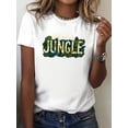 thumbnail image 6 of Jungle Print Short Sleeve Crew Neck T-Shirt, Breathable Casual Spring Summer Top for Women, 6 of 6