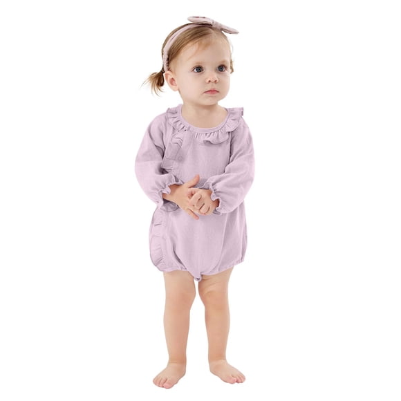 Niña Bebé Vestido de Manga Larga Estilo de Otoño E Invierno Sudadera Del Niño con Botón Delantero Y Cuello Redondo, Lindo Pantalones Cortos Sólidos Romper para Niños Y Niñas, Suave Bebé Manga Larga R