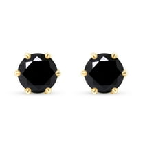 AFFY 2 Carat Black Moissanite Diamond Solitaire Stud Earrings for Women & Men 14K Yellow Gold over Silver