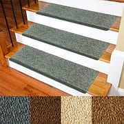Carpet Stair Treads – Non-Slip Bullnose Carpet for Stairs – Indoor Stair Pads – Self-Adhesive & Easy Installation – Pet & Child Friendly – Skid Resistant & Washable – 14- Pack Grey 10" x 30"x 1.3”