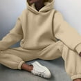 thumbnail image 6 of Womens 2 Piece Outfits Hoodie Sweatsuit Sets Oversized Sweatshirt Baggy Fall Comfy Sweatpants with Pockets, Casual Loungewear for Everyday Comfort and Style,Beige,L, 6 of 7