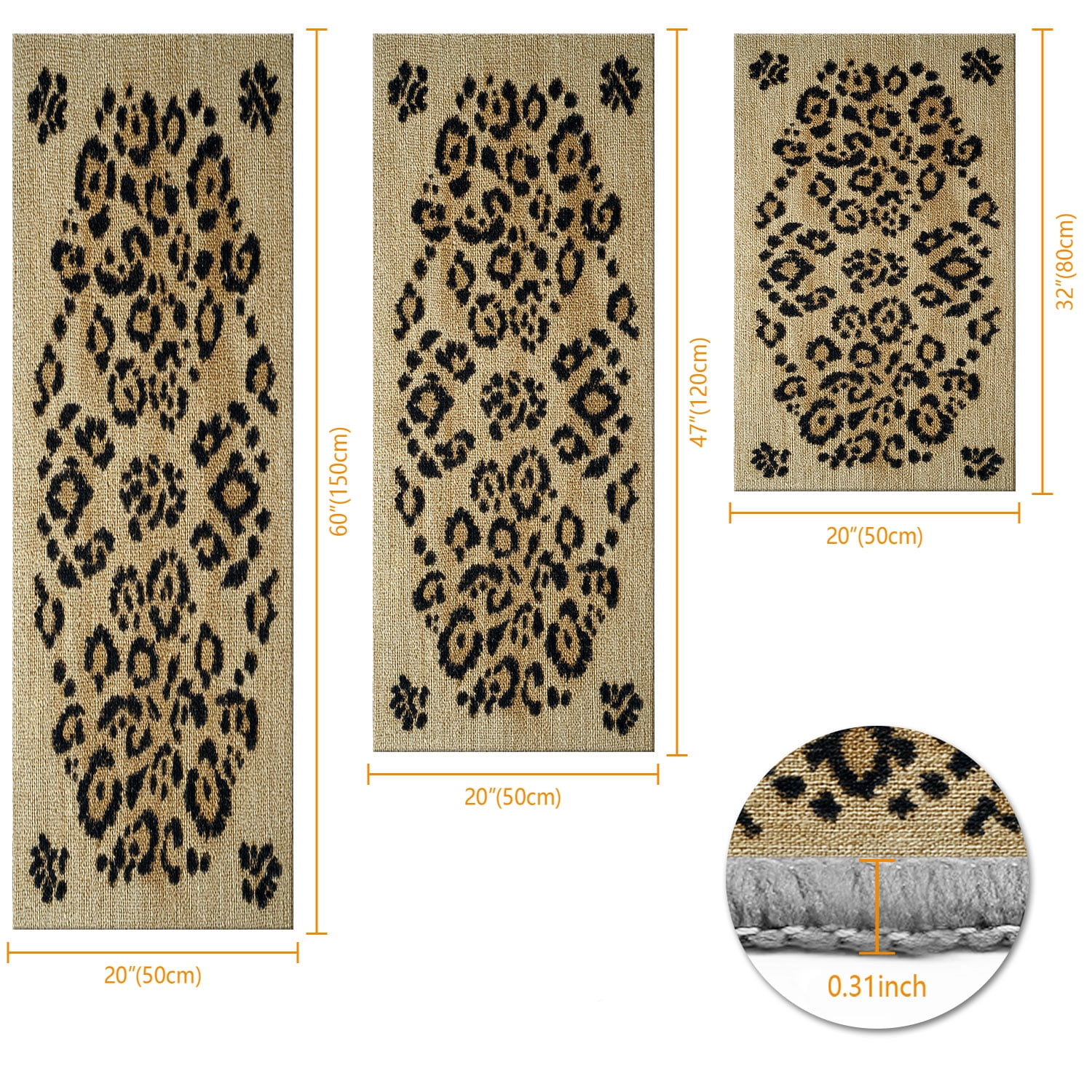 3 Piece Kitchen Rug Set, Non-Slip And Washable, Soft And Comfortable, Suitable For Sinks, Floors, Entrances, Hallways and Bathrooms