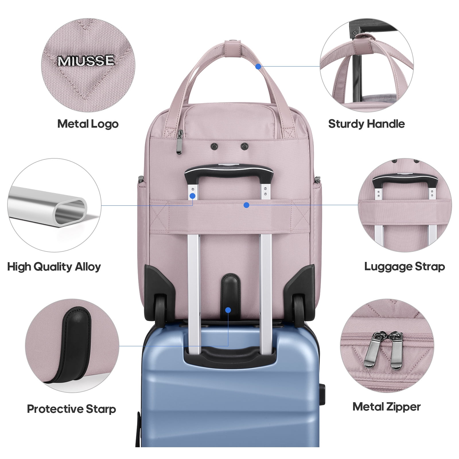MIUSSE Underseat Carry on Luggage 16 Inch Soft Sided Luggage with Wheels and TSA Lock Airline Approved Small Suitcase for Men Women