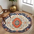 thumbnail image 2 of Round Rug 6Ft, Orange Blue Boho Pattern Soft Non-Slip Washable Felt Carpet Pad, Abstract Geometrically Art Area Rugs for Living Room Bedroom Kids Room, 2 of 9