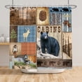 thumbnail image 3 of SUNOLIFE Bear Shower Curtain Rustic Farmhouse Carbins Waterproof Fabric Bathroom Curtain 72x72 in, 3 of 4