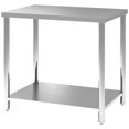 thumbnail image 1 of Stainless Steel Workbench - 35" x 24" Prep Table with Shelf | Silver Garage & Kitchen Work Table for Food Prep, Workshops & Bars, 1 of 7