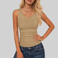 thumbnail image 5 of Women Ribbed Tank Top Summer Sleeveless V Neck Fitted Stretch Tops Basic Casual Slim Solid Layering Shirt for Daily Wear Gym Workout, 5 of 6