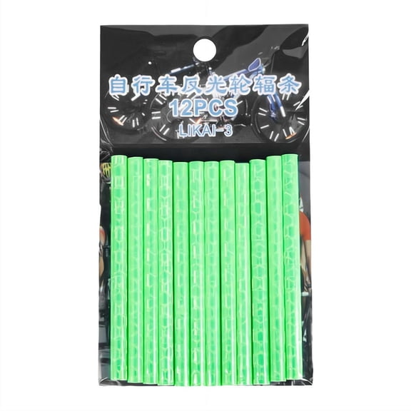Bike Reflectors, Bike Spoke Decorations, Bicycle Spoke Skins Wraps for Night Riding 360°Visibility for Bikes, Motorcycles and DIY Decorations - Green