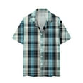 thumbnail image 6 of Handshe Mens Button Up Shirts Short Sleeve Plaid Printed Lapel Dress Shirt Vintage Classic Bowling T-Shirts, 6 of 6