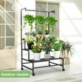 thumbnail image 2 of Serbasic Plant Stand Indoor Outdoor, 3 Tiered Heavy Duty Metal Plant Shelf for Multiple Plants, Hanging Tall Plant Rack with Wheels for Patio Room Corner Balcony Garden, Black, 2 of 10