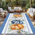 thumbnail image 2 of Thanksgiving Outdoor Rug for Patio/Deck/Porch, Non-Slip Large Area Rug 5 x 7 Ft, Fall Orange Blue White Pumpkin Stripes Indoor Outdoor Rugs Washable Area Rugs, Reversible Camping Rug Carpet Runner, 2 of 8