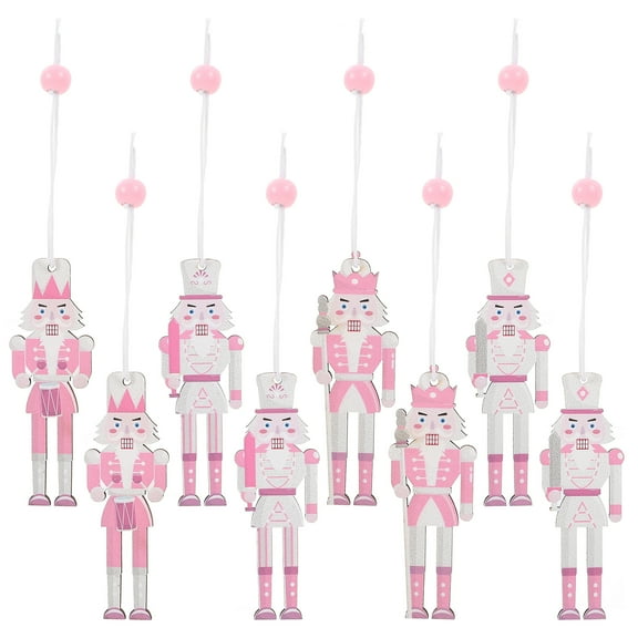 8 Pcs Nutcracker Christmas Ornaments Xmas Hanging Wide Nozzle Seasoning Containers Pink