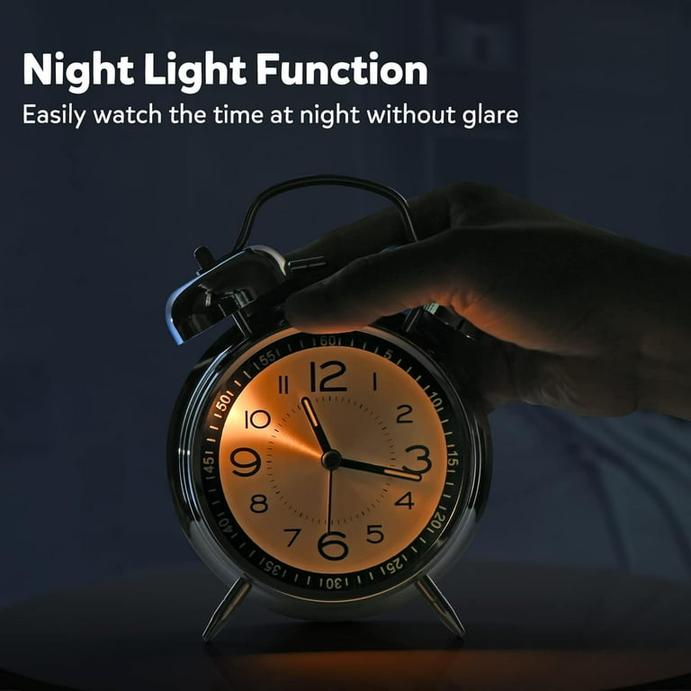 GPED Twin Bell Alarm Clock, 4in Super Loud, Silent, Luminous