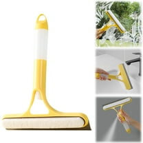 3-in-1 Window Cleaning Scraper, Inclued Microfiber Window Scrubber & Spray Bottles, Window Squeegee for Shower Glass Mirror Window Cleaning Car Windshield, Window Cleaner Tool Combo, Yellow