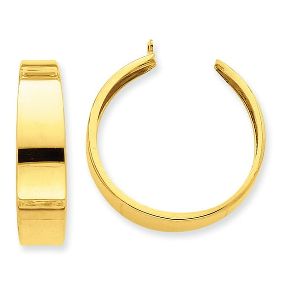 Real 14kt Yellow Gold Polished Hoop Earring Jackets; for Adults and Teens; for Women and Men