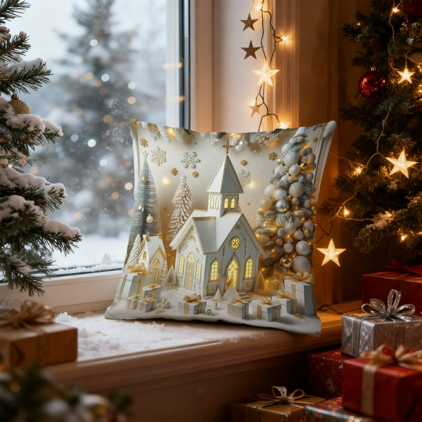 Ireezec Linen Christmas Pillow Cover Holiday Decor Sofa Cushion Ca Farmhou Style Decorative Throw Pillow Cover for Living Room Bedroom asonal Home Accents