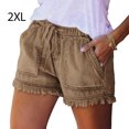 thumbnail image 4 of Sonducket Pantalones cortos de mezclilla suaves para mujer, pantalones cortos de tela vaquera para niñas y adolescentes, ropa de verano para mujer Prendas para la parte inferior del cuerpo Caqui XXL Sonducket AP010851-50, 4 of 6