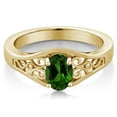 thumbnail image 2 of Gem Stone King 0.45 Ct Oval Green Chrome Diopside 18K Yellow Gold Plated Silver Ring (Size 5), 2 of 3