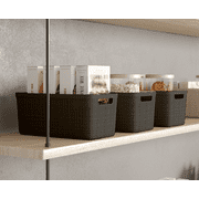 Curver Jute Narrow Gray Plastic Decorative Storage Basket, 13.6 in x 6.7 in x 5.7 in