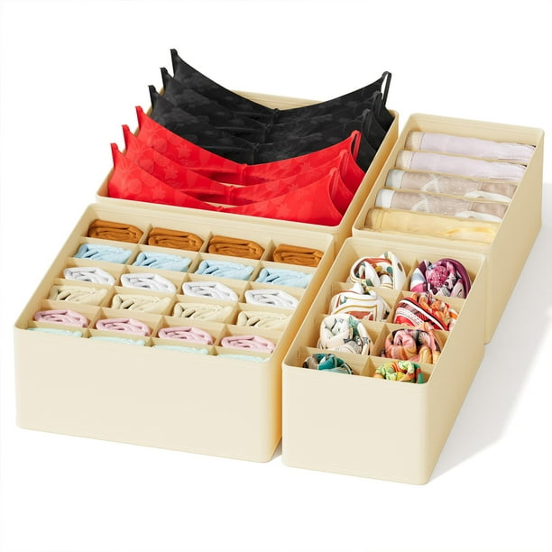 Organizador de cajones SpaceAid, ropa interior, paquete de 4 unidades, color beige