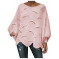 thumbnail image 2 of Sweaters for Women 2025 Hollow Out Crochet Irregular Hem Batwing Boat Neck Jumper Tops Womens Pullover Sweaters, 2 of 5