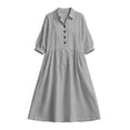 thumbnail image 6 of Bxsruta Womens Midi Dress Casual Button Down Shirt Dress 3/4 Sleeve Collared Flowy Dresses, 6 of 7