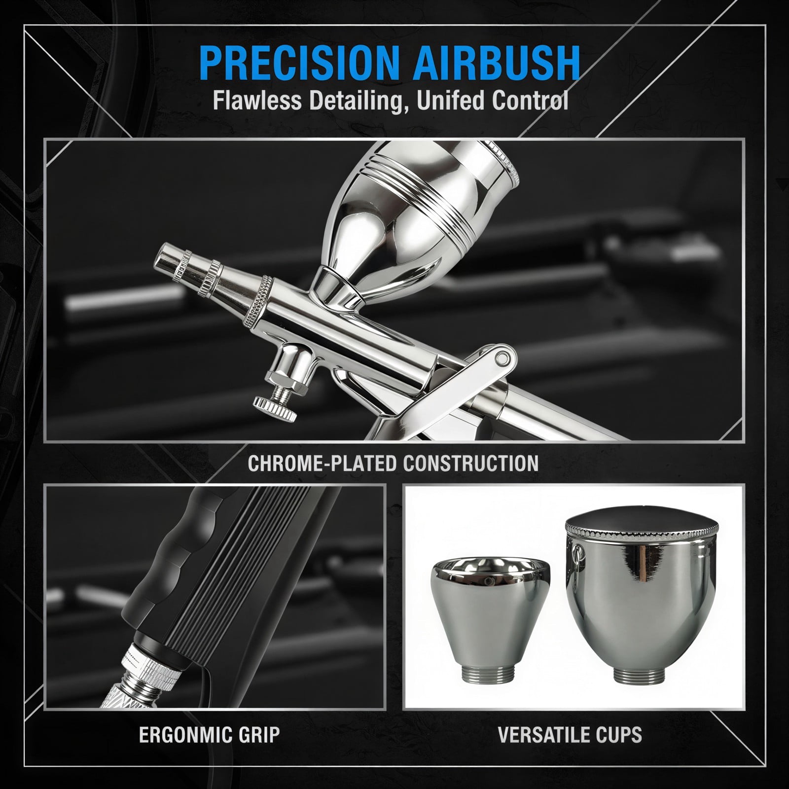 Airbrush Kit with 0.5mm Nozzle, Pen-Style Airbrush for Uniform Painting, Adjustable Air Pressure, Includes 2/5/13 cc Cups, Copper ABS Material for Models, Baking, Automotive, Leather Repair