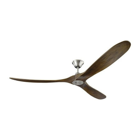 

3 Blade Ceiling Fan with Handheld Control in Contemporary Style 70 inches Wide By 11.7 inches High-Brushed Steel Finish-Dark Walnut Blade Color Bailey
