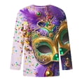 thumbnail image 2 of Jinhomg Mens Fancy Holiday T Shirts Novelty Mardi Gras Mask Graphic Tees Big and Tall Casual Comfy 3/4 Sleeve Tops Tuesday Carnival Party Streetwear Limited Time Multicolor XXXXXL, 2 of 4