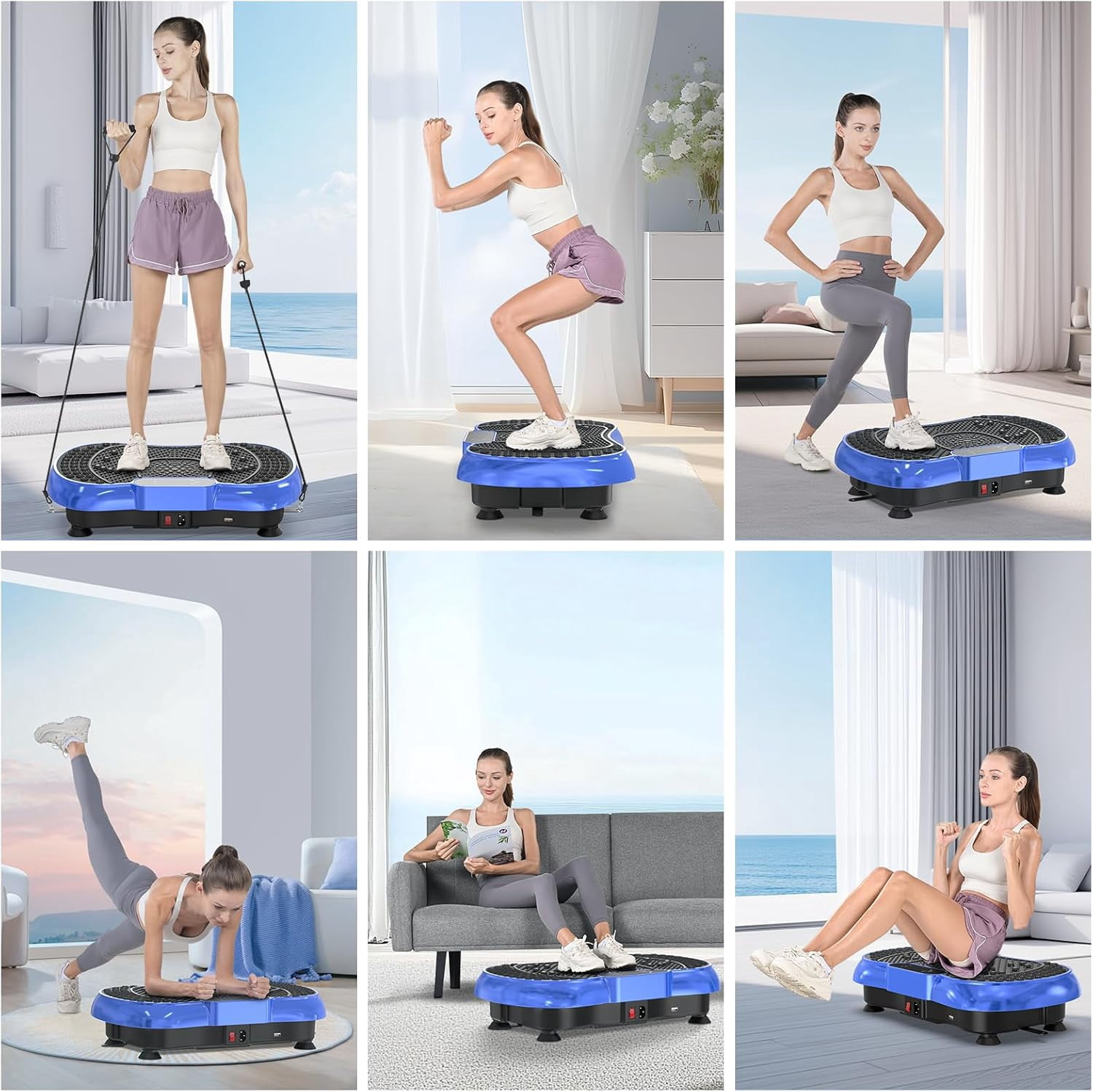 Vibration Plate Exercise Machine for Weight Loss, 220W Power Plate Vibrating Plate with 99 Speed Levels, Full Body Workout Trainer with Resistance Bands, Supports Lymphatic Drainage, 150KG Capacity