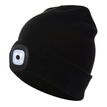 MMOBIEL LED Beanie Hat with Light - Unisex Rechargeable USB Headlamp - Soft Warm Knitted Flashlight Cap - Black