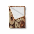 thumbnail image 2 of Vintage Soft Flannel Fleece Throw Blanket, Mechanical Clocks Details Old Rusty Look Backdrop Gears Steampunk Design, Cozy Plush for Indoor and Outdoor Use, 50" x 60", Dark Orange Beige, by Ambesonne, 2 of 6