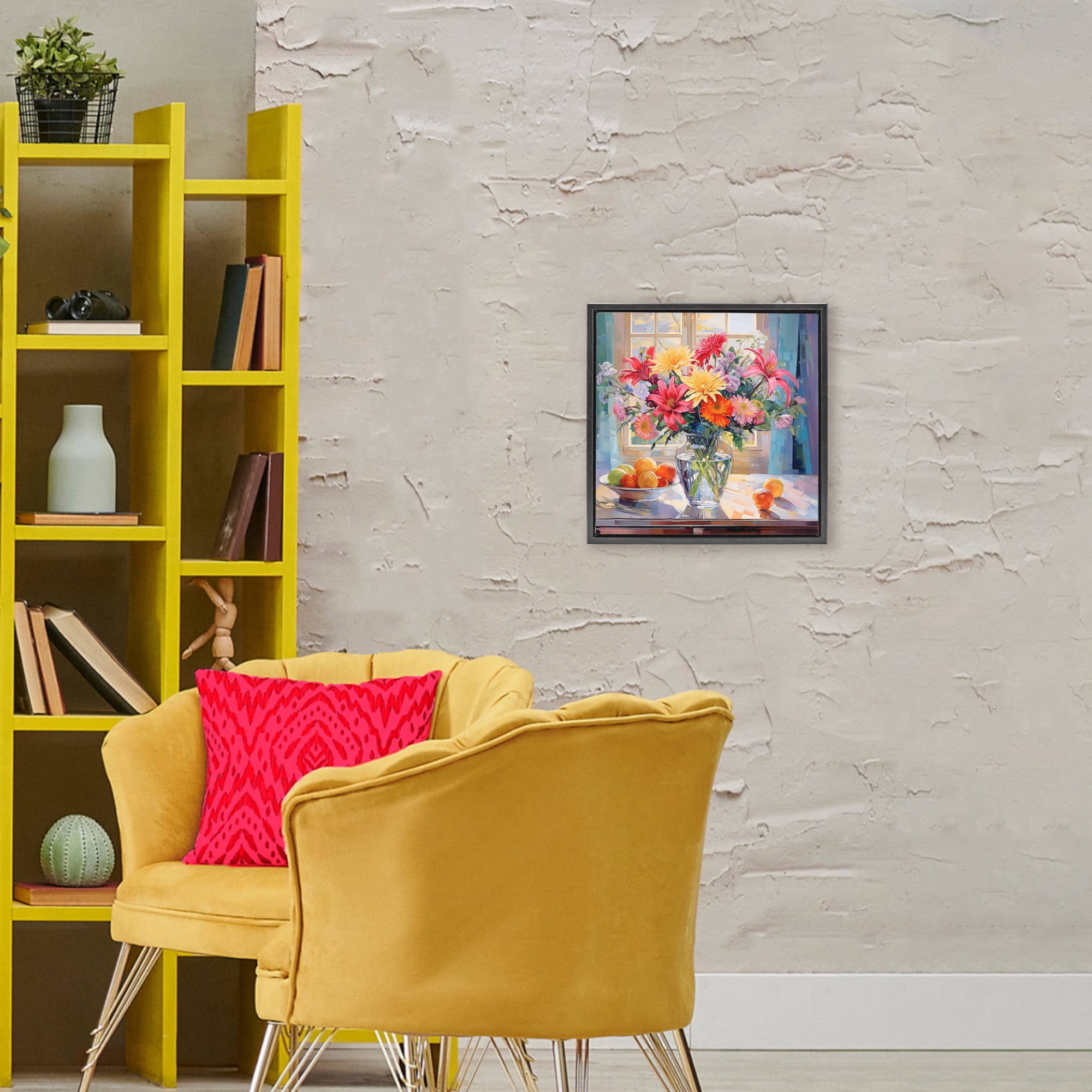Stupell Industries Summer Flowers & Fruit Black Framed Floater Canvas Wall Art, design by Creative Studio