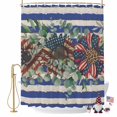 thumbnail image 2 of US Flag Sunflower Shower Curtain, 72" x 84", Eucalyptus Leaf Blue Strips Retro Waterproof Bathroom Curtain Washable Shower Curtain Set with 12 Hooks, 2 of 9