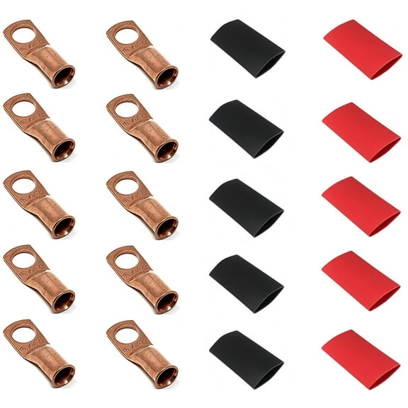 4-Gauge 3/8 in. Pure Copper Cable Lugs with Heat Shrink (10-Pack)