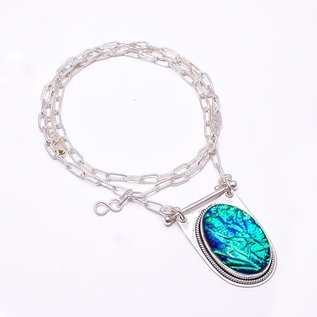 Triplet Opal 925 Sterling Silver Chain Pendant 19-23", Cyan Opal Necklace CP_9262_369_5, New Year Sale, Valentin's Day Gift