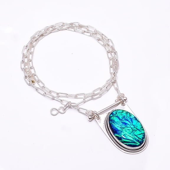Triplet Opal 925 Sterling Silver Chain Pendant 19-23", Cyan Opal Necklace CP_9262_369_5, New Year Sale, Valentin's Day Gift