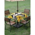 thumbnail image 4 of Outdoor Tablecloth with Umbrella Hole for Patio/Picnic/Party/Camping, Cow Sunflowers Waterproof Table Cloth Square Cover Washable, Farmhouse Country Animals Floral Black Plaid (54"x 54"), 4 of 8