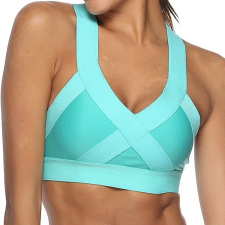 

WLJ Women Solid Color Cross Fitness Without Steel Ring Yoga Sporty Bra
