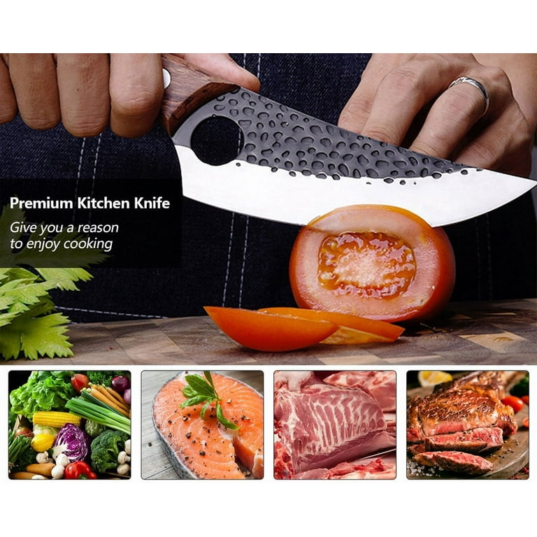 Huusk Japan Knife Set Viking Knife with Sheath Hand Forged Meat Cleaver  Knife