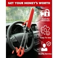thumbnail image 6 of Steering Wheel Lock, Heavy Duty Antitheft Device and Car Security Lock with Adjustable Locking and 3 Keys, Great Vehicle and Truck Deterrent, Red, 6 of 14
