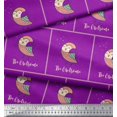 thumbnail image 3 of Soimoi Purple Rayon Fabric Text & Owl Bird Decor Fabric Printed Yard 42 Inch Wide, 3 of 5