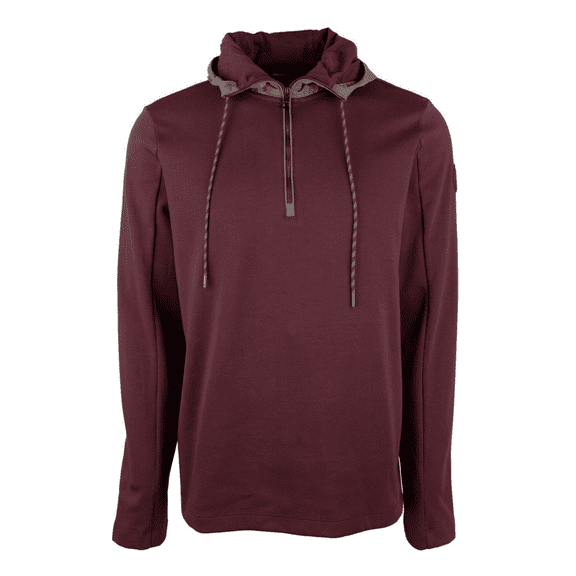$148 Michael Kors Men's Hooded Quarter Zip Pullover, Burgundy, Sz XL